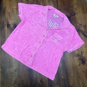 Juicy Couture Vintage Sleepwear Terrycloth Pink Button Down Womens XL Top
